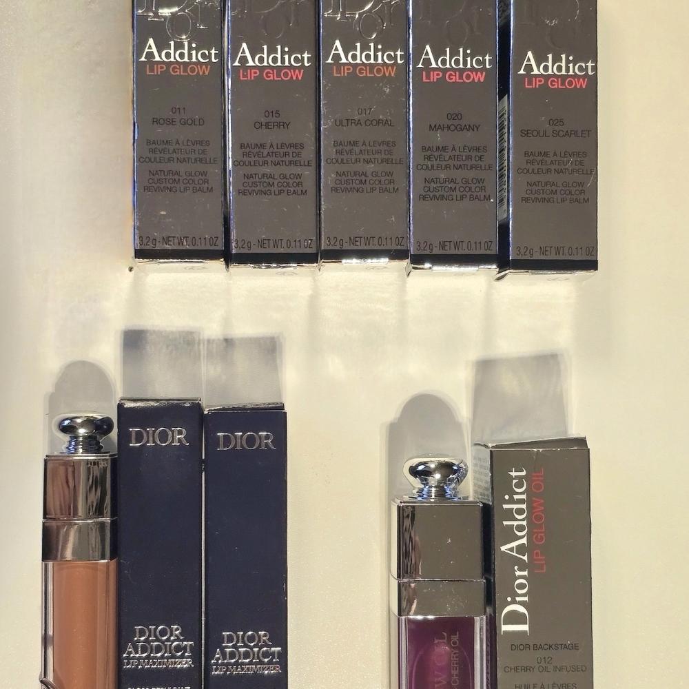 ★10pc Dior Lippie Bundle★ Dior Addict Lip Glow Balm(5), Oil(2), Maximizers(3)